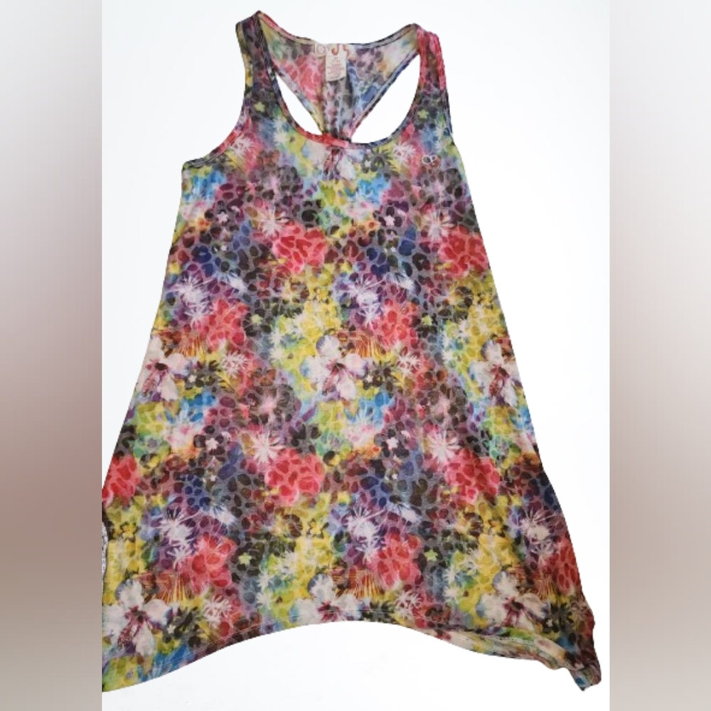 OP Colorful Burnout Floral Racerback Women's Tank Top